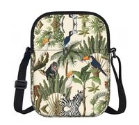 Borsa a tracolla con cerniera stampata con alberi e animali, piccola borsa a tracolla con tracolla regolabile, borsa da viaggio portatile da lavoro per donne e uomini