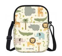 Borsa a tracolla con cerniera stampata con animali safari, piccola borsa a tracolla con tracolla regolabile, borsa da viaggio portatile da lavoro per donne e uomini