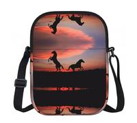 Borsa a tracolla con cerniera stampata con cavalli, piccola borsa a tracolla con tracolla regolabile, borsa da viaggio portatile da lavoro per donne e uomini
