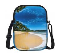 Borsa a tracolla con cerniera stampata con onde celesti, piccola borsa a tracolla con tracolla regolabile, borsa da viaggio portatile da lavoro per donne e uomini