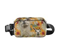 Borsa a tracolla con corone floreali con lama tropicale, alla moda, per donne e uomini, multiuso, da viaggio, con tracolla regolabile, per viaggi, shopping, corsa, lama con corone floreali tropicali,