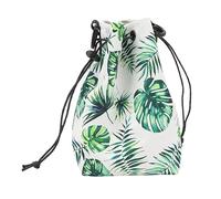 Borsa a Tracolla con Coulisse per Fotocamera, Impermeabile, Multifunzionale, Portatile, di Grande capacità, per gli Appassionati di Fotografia, Materiale in Tessuto (Foglie verdi)