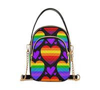 Borsa a tracolla con cuori arcobaleno viola rosa elegante tracolla a catena portafoglio borsa per telefono trapuntato designer pochette da donna con cerniera tote
