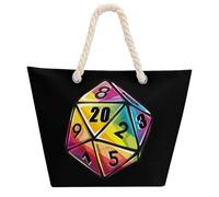 Borsa a tracolla con dadi arcobaleno per donne e uomini, borsa da spiaggia con manico in Hemprope