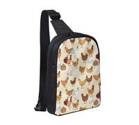 Borsa a tracolla con doppia tasca con fiori di papavero, perfetta per concerti, sport, viaggi, ciclismo ed escursionismo, Una fuga di polli, Taglia unica