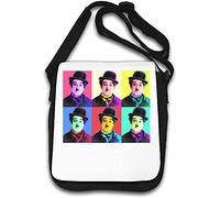 Borsa a tracolla con famoso attore britannico Pop Art commedia colorata film silenzioso bianco