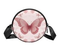 Borsa a tracolla con farfalla rossa pallida con cerniera e tracolla regolabile per donne e ragazze, Colore170, 7x1.8 in