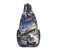 Borsa a tracolla con ffa di cervi del villaggio di Natale, borsa a tracolla con petto a tracolla per uomo e donna, utilizzata per il tempo libero e i viaggi