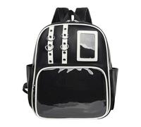 Borsa a tracolla con finestra trasparente e retro per accessori, cinghia regolabile con cerniera liscia, trasporto quotidiano per lavoro, viaggi, viaggio, Nero , Se référer au descriptif, Fare