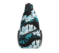 Borsa a tracolla con fiori di frangipani tropicale blu Borsa a tracolla con tracolla casual per uomo Donna Zaino da escursionismo piccolo unisex Zaino da escursionismo durevole