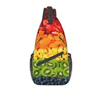 Borsa a tracolla con fiori di fuoco fiammeggiante arcobaleno di frutta, borsa a tracolla con petto a tracolla per uomo e donna, utilizzata per il tempo libero e i viaggi