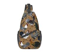 Borsa a tracolla con fiori di fuoco fiammeggiante del gallo, borsa a tracolla con petto a tracolla per uomo e donna, utilizzata per il tempo libero e i viaggi