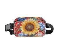 Borsa a tracolla con fiori primaverili e peonie di fiordaliso rossa, elegante, per donne e uomini, mini marsupio da viaggio con tracolla regolabile per allenamento, corsa, escursionismo, Fiori