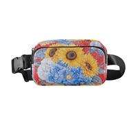 Borsa a tracolla con fiori primaverili, girasole e fiordaliso, elegante, per donne e uomini, impermeabile, con tracolla regolabile, per viaggi, vacanze, corsa, Fiori Primavera Girasole Fiordaliso, 1