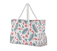 Borsa a tracolla con foglie di Natale e fiocchi di neve in cristallo a prova di sabbia con tasche laterali Borsone da viaggio con portabicchieri sul lato