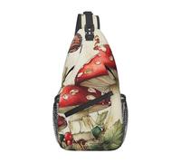 Borsa a tracolla con funghi e farfalle, da viaggio, per uomo, escursionismo, zaino