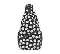 Borsa a tracolla con gufo blu margherita bianca Borsa a tracolla da uomo sul petto, leggera, per escursioni e viaggi