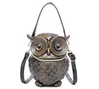 Borsa a tracolla con gufo nero, unica e strana borsa a tracolla in PVC, borsa per Halloween per uomini e donne, feste in costume, incontri festivi, Oro, Crossbody Bag