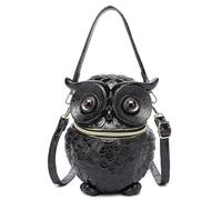 Borsa a tracolla con gufo nero, unica e strana borsa a tracolla in PVC, borsa per Halloween per uomini e donne, feste in costume, incontri festivi, Nero , Crossbody Bag
