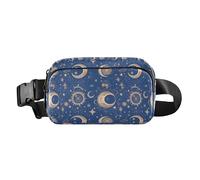 Borsa a tracolla con illustrazione realistica lavorata a maglia, motivo arcobaleno, unisex, alla moda, per viaggi, corsa, escursionismo, Mandala Luna Sole Zodiaco, 1 Size