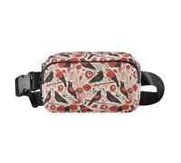 Borsa a tracolla con illustrazione realistica lavorata a maglia, motivo arcobaleno, unisex, alla moda, per viaggi, corsa, escursionismo, Rose rosse con bulbi oculari e corvi neri, 1 Size