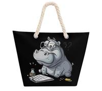 Borsa a tracolla con ippopotamo matematico per donne e uomini, borsa da spiaggia, borsa per lo shopping con manico in Hemprope
