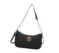 Borsa a tracolla con lettera stampata alla moda in pelle PU con spazioso scomparto borse a tracolla per borsa ascellare essenziale quotidiana, Nero