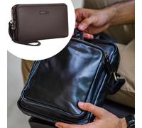 Borsa a tracolla con lucchetto per uomo, grande portafoglio porta carte e