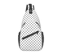 Borsa a tracolla con mappa del mondo a pois tondi neri, borsa a tracolla sul petto con imbracatura da uomo e da donna, utilizzata per il tempo libero e i viaggi
