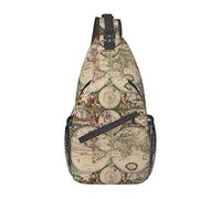Borsa a tracolla con mappa del mondo con mappa del mondo, borsa a tracolla con tracolla sul petto per uomo e donna, utilizzata per il tempo libero e i viaggi