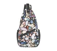 Borsa a tracolla con mappa del mondo di ciottoli colorati da spiaggia, borsa a tracolla per uomo e donna, utilizzata per il tempo libero e i viaggi
