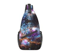 Borsa a tracolla con mappa del mondo spaziale della galassia dell'universo, borsa a tracolla con tracolla sul petto da uomo e da donna, utilizzata per il tempo libero e i viaggi