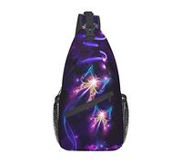 Borsa a tracolla con margherita a farfalla viola Borsa a tracolla da uomo sul petto, leggera, per escursioni e viaggi