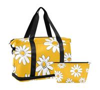 Borsa a tracolla con margherita gialla, borsa a tracolla per la notte, con tracolla regolabile, per yoga, grande capacità, Margherita gialla, 1 size