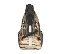 Borsa a tracolla con motivo a gatto che gioca a scacchi, in diagonale, da uomo e da donna, borsa a tracolla, casual, alla moda, da viaggio, zaino a tracolla