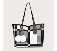 Borsa a tracolla con motivo a quadri con ciondoli per borsa Borse da donna, Borse a tracolla Borsa a mano Hobo con manico superiore, Borsa a tracolla di grande capacità Borsa a tracolla alla moda Rega