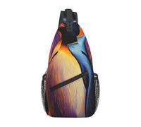 Borsa a tracolla con motivo astratto a forma di pinguino, borsa a tracolla da viaggio, escursionismo, zaino per donne e uomini, nero, Taglia unica