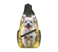 Borsa a tracolla con motivo cane maltese, borsa a tracolla, borsa a tracolla, da viaggio, escursionismo, zaino per donne e uomini, nero, taglia unica, Nero, One Size