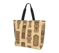 Borsa a tracolla con motivo di cavallo bianco, organizer per la spesa, adatta per viaggi, palestra e pendolarismo., Modello vintage Aloha Tiki, Taglia unica