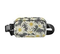 Borsa a tracolla con motivo floreale camomilla, colore bianco, alla moda, per donne e uomini, mini borsa a tracolla per passaporto, con tracolla regolabile, per viaggi, palestra, lavoro, Motivo
