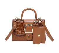 Borsa a tracolla con motivo goffrato 2pcs Borse a tracolla in pelle PU Borse casual per le donne moderne ha bisogno di borsa alla moda, Marrone, One Size