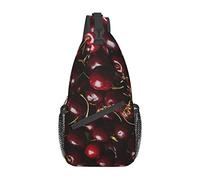 Borsa a tracolla con motivo mimetico rosso ciliegia Borsa a tracolla da uomo sul petto, leggera, per escursioni e viaggi