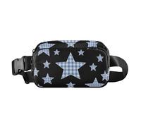 Borsa a tracolla con motivo scozzese a scacchi e stelle, per donne, uomini, adolescenti, impermeabile, antifurto, con cinghia regolabile, per ciclismo, escursionismo, palestra