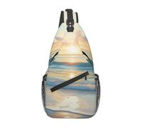 Borsa a tracolla con motivo tramonto sulla spiaggia, borsa a tracolla, borsa a tracolla, zaino da viaggio ed escursionismo, per donne e uomini, nero, taglia unica, Nero, taglia unica