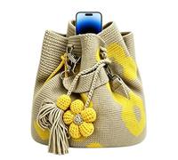 Borsa a tracolla con nappe floreali, per donne e madri e mogli viaggiatori sul mare, bordo della piscina, per shopping pic-nic, concerto, giallo, Se référer au descriptif