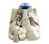 Borsa a tracolla con nappe floreali, per donne e madri e mogli viaggiatori sul mare, bordo della piscina, per shopping pic-nic, concerto, marrone, Se référer au descriptif