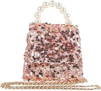 Borsa a tracolla con paillettes, struttura resistente, ampio spazio di archiviazione, utile per i viaggi quotidiani, mini borsa a tracolla rosa con manico, portamonete portatile per uso esterno e