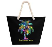 Borsa a tracolla con palma di Natale in Giamaica, per donne e uomini, borsa da spiaggia con manico in tessuto di canapa