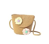 Borsa a tracolla con patta in paglia da spiaggia, borsa a tracolla leggera e multifunzionale for bambine, grazioso portafoglio portamonete for bambini a forma di fiore(Style 6 coffee)