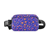 Borsa a tracolla con piccoli fiori di corallo con sfondo blu, per donne e uomini, impermeabile, da viaggio, con cinghia regolabile, per viaggi, shopping, corsa